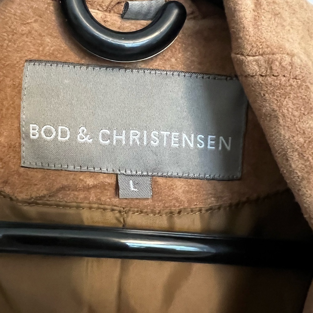 Bod & Christensen Tan Brown Suede Leather Draped Open Front Jacket Womens Large - Picture 4 of 6